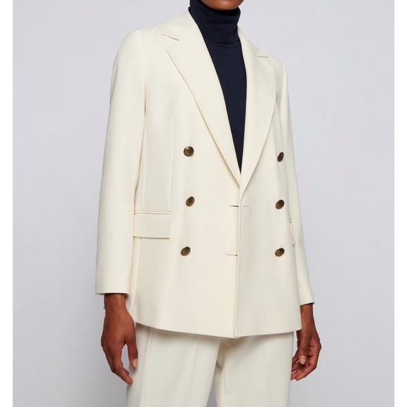 HUGO BOSS!!!  DOUBLE-BREASTED RELAXED-FIT JACKET WITH MONOGRAM BUTTONS - Picture 4 of 15